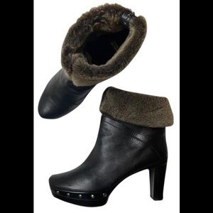 Stuart Weitzman Platform Fur Ankle Boot, Size 38